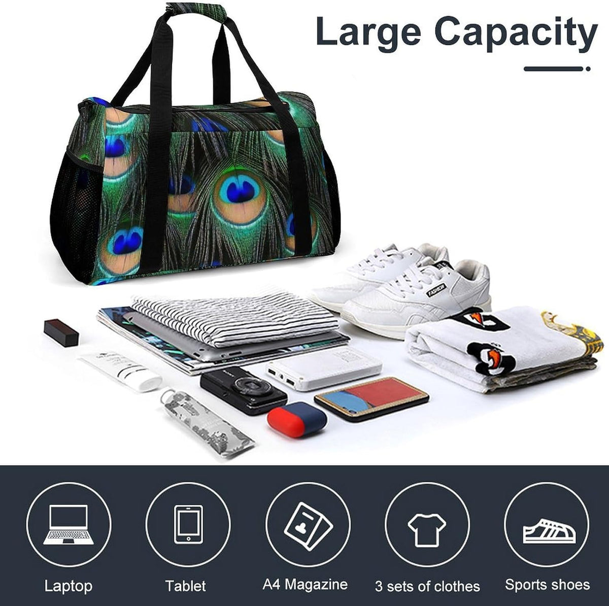 Overnight Weekender Duffel Bag Lightweight Carry On Travel Tote Bag Foldable for Men Women Gym