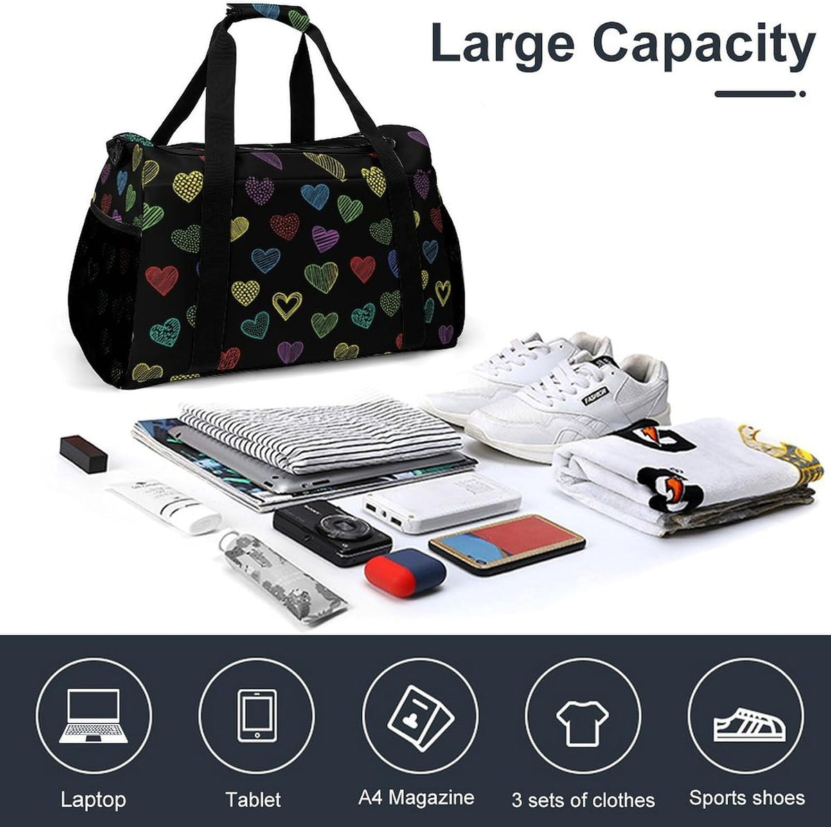 Overnight Weekender Duffel Bag Lightweight Carry On Travel Tote Bag Foldable for Men Women Gym