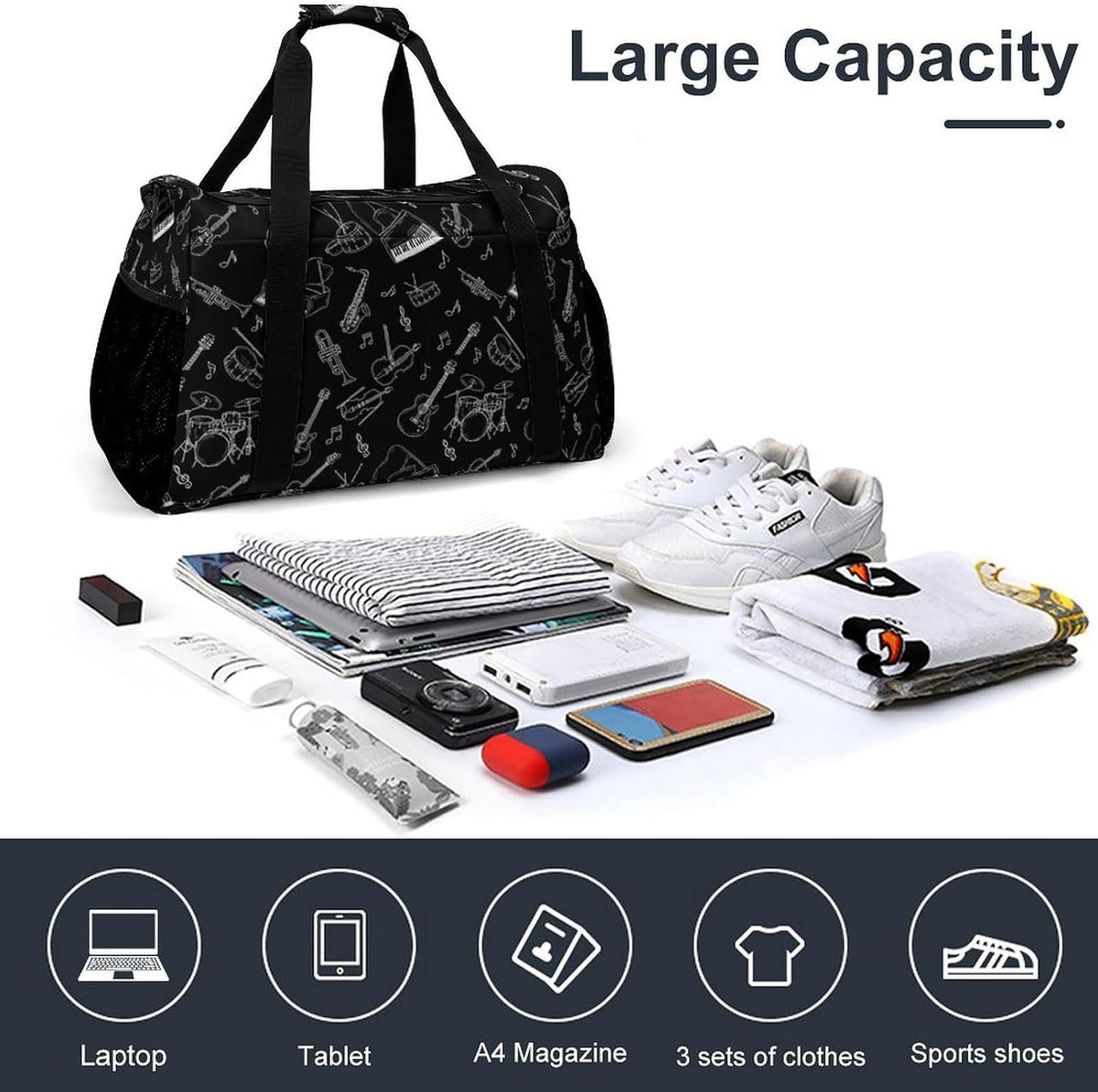 Overnight Weekender Duffel Bag Lightweight Carry On Travel Tote Bag Foldable for Men Women Gym