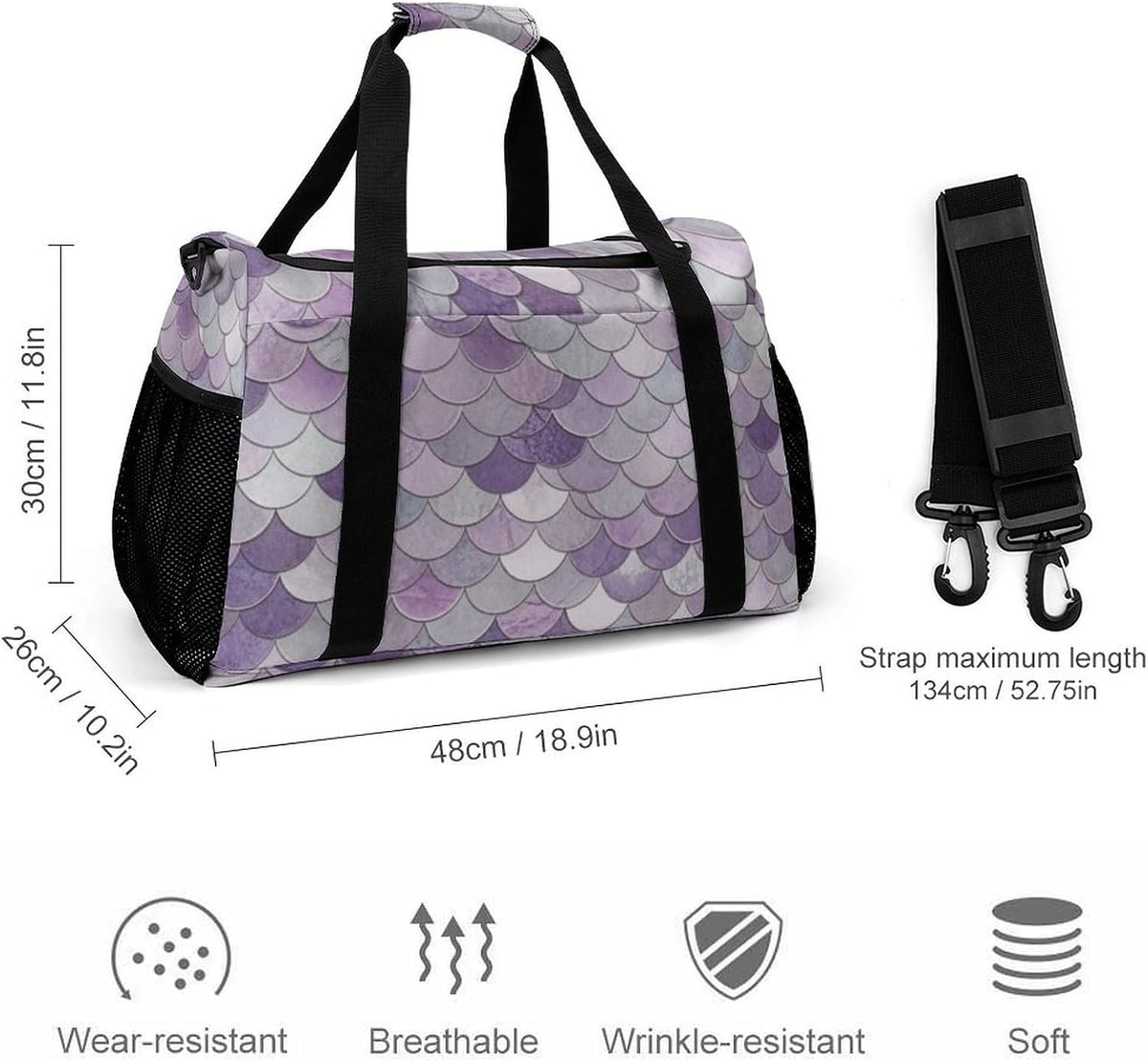 Overnight Weekender Duffel Bag Lightweight Carry On Travel Tote Bag Foldable for Men Women Gym