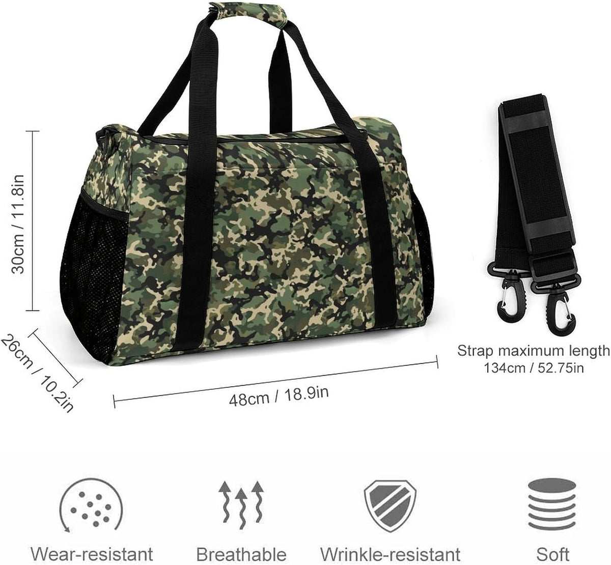 Overnight Weekender Duffel Bag Lightweight Carry On Travel Tote Bag Foldable for Men Women Gym