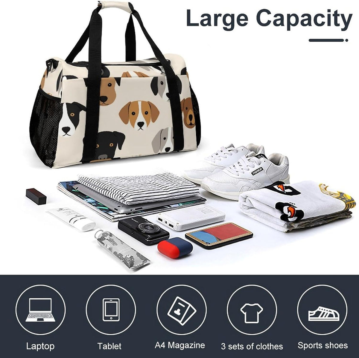 Women Large Lightweight Travel Duffel Bag Foldable Carry On Overnight Weekender Tote Bag Gym