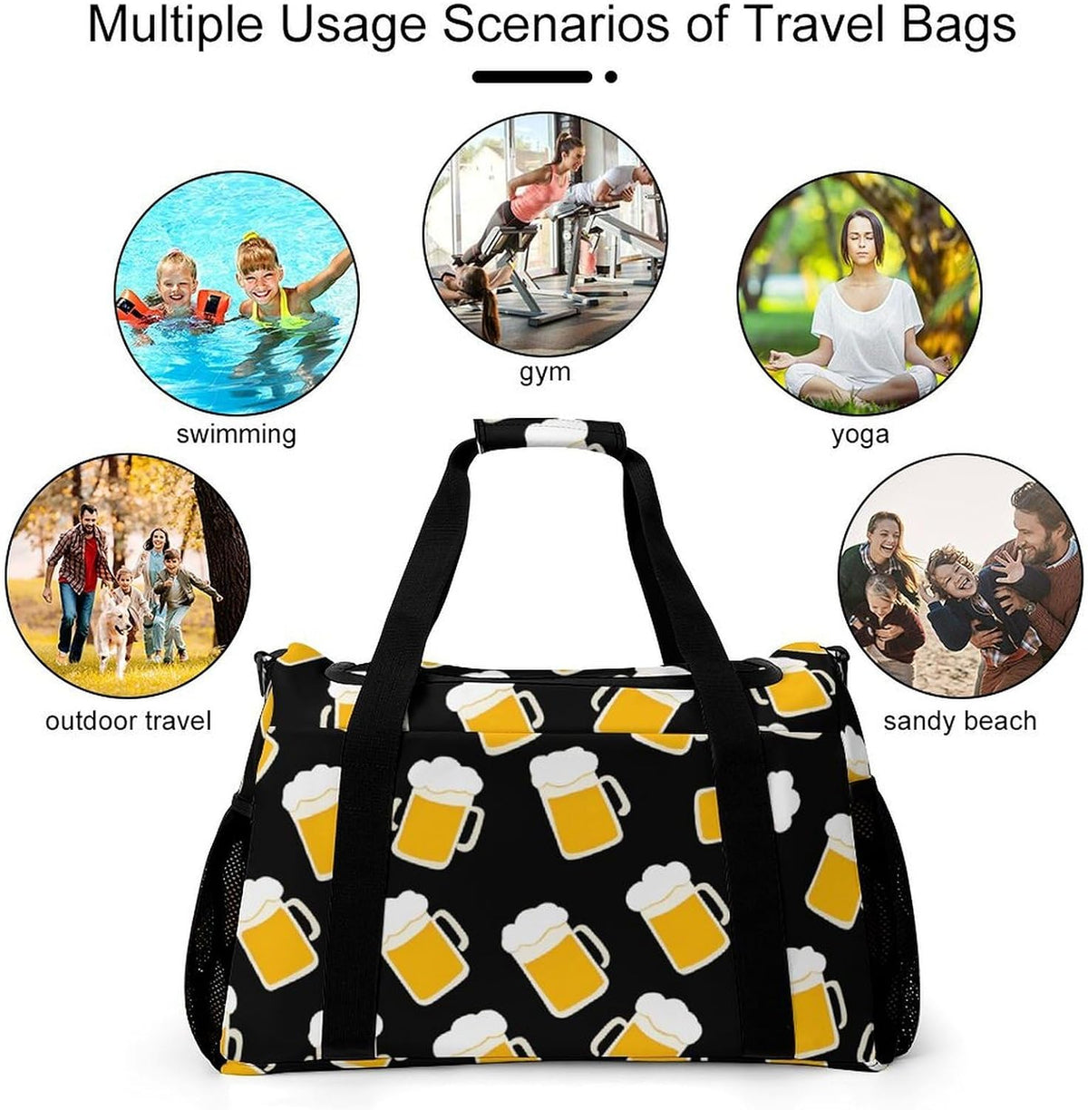 Women Large Lightweight Travel Duffel Bag Foldable Carry On Overnight Weekender Tote Bag Gym