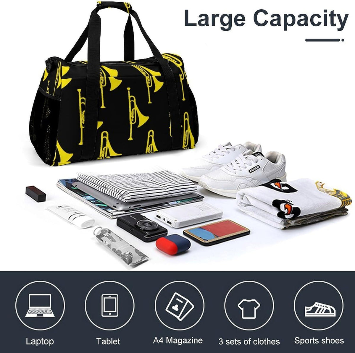 Women Large Lightweight Travel Duffel Bag Foldable Carry On Overnight Weekender Tote Bag Gym
