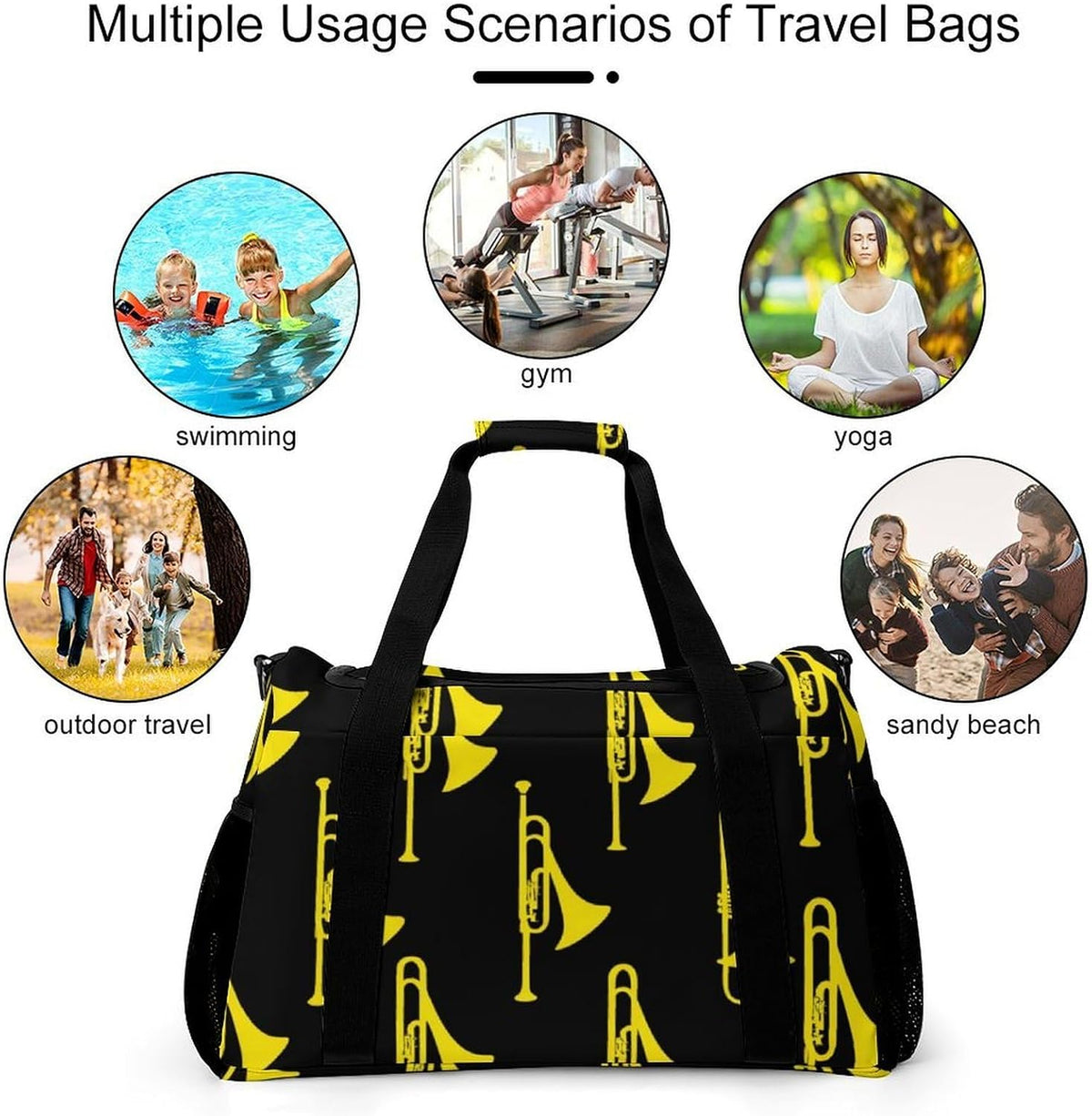 Women Large Lightweight Travel Duffel Bag Foldable Carry On Overnight Weekender Tote Bag Gym