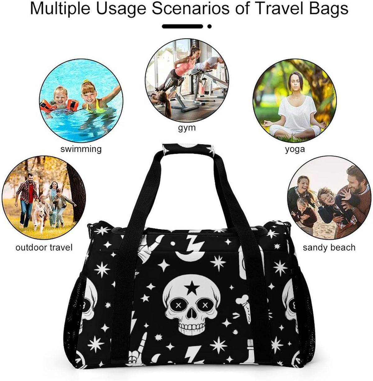 Women Large Lightweight Travel Duffel Bag Foldable Carry On Overnight Weekender Tote Bag Gym