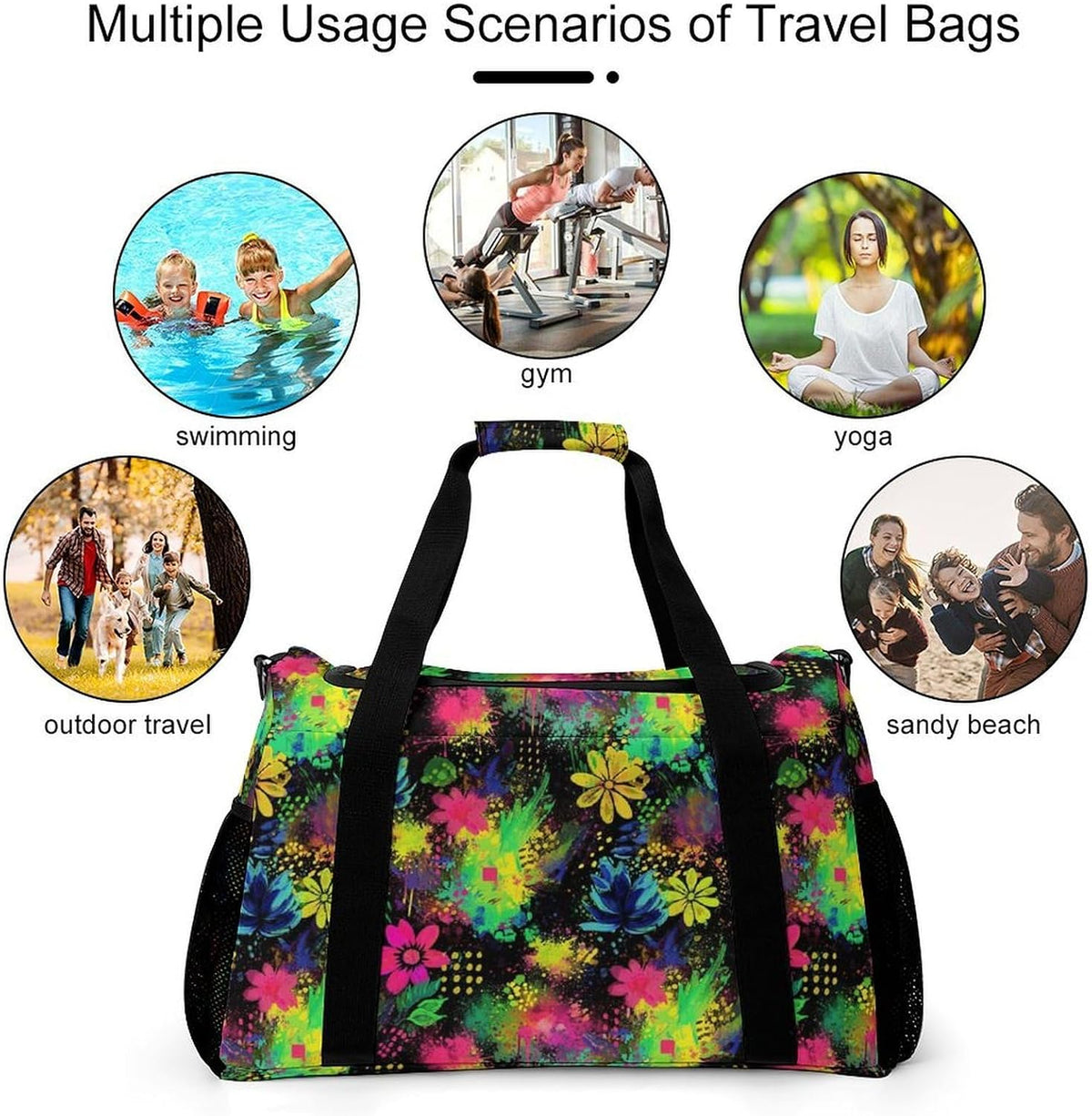 Women Large Lightweight Travel Duffel Bag Foldable Carry On Overnight Weekender Tote Bag Gym