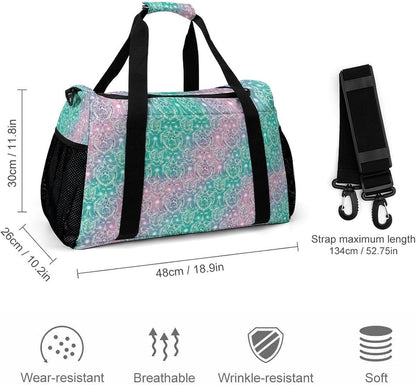 Women Large Lightweight Travel Duffel Bag Foldable Carry On Overnight Weekender Tote Bag Gym