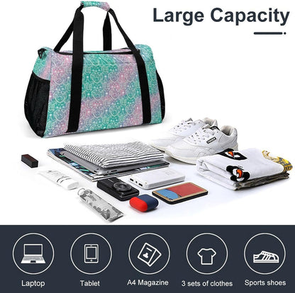 Women Large Lightweight Travel Duffel Bag Foldable Carry On Overnight Weekender Tote Bag Gym