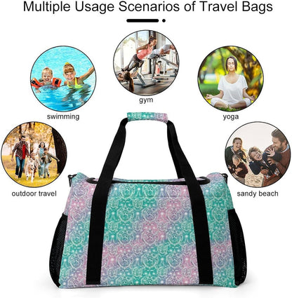 Women Large Lightweight Travel Duffel Bag Foldable Carry On Overnight Weekender Tote Bag Gym