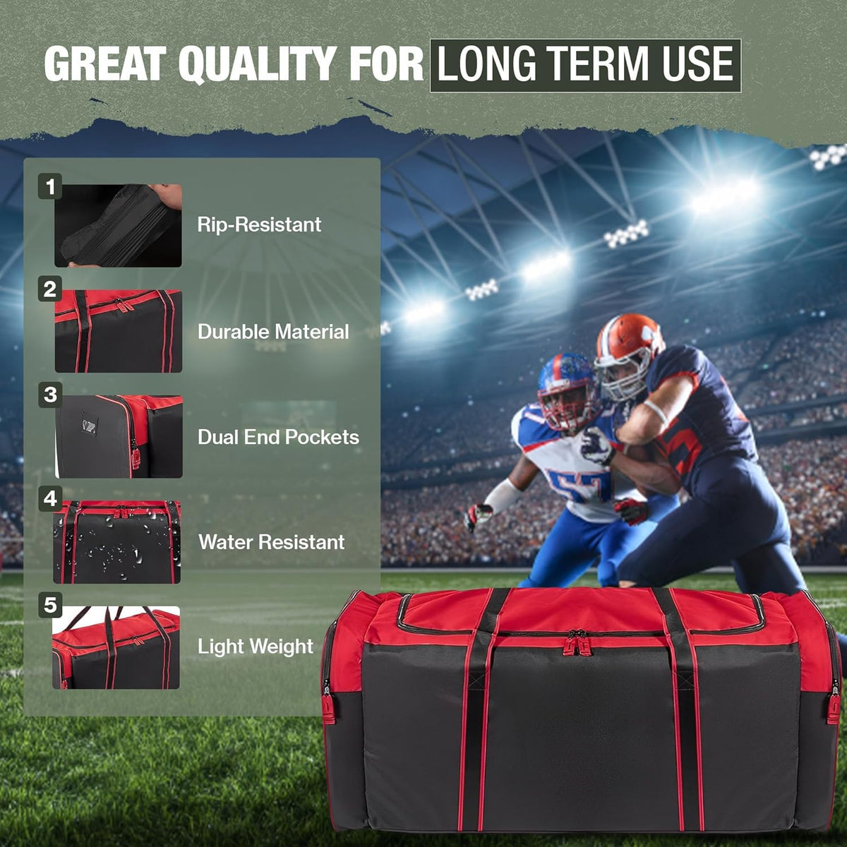 Heavy Duty Multi Pocket Durable Sports Gym Equipment Travel Duffel Bag
