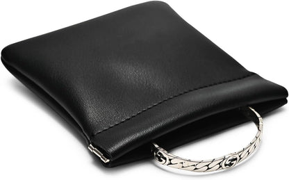PU Leather Jewelry Travel Bag Leather Jewelry Pouch Christmas,Wedding Party Favor Gift Bag (S, Dark Green)