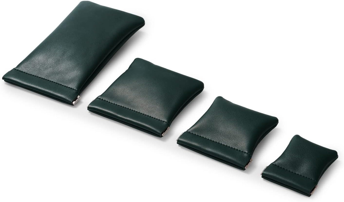 PU Leather Jewelry Travel Bag Leather Jewelry Pouch Christmas,Wedding Party Favor Gift Bag (S, Dark Green)