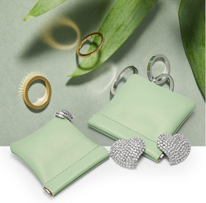 PU Leather Jewelry Travel Bag Leather Jewelry Pouch Christmas,Wedding Party Favor Gift Bag (S, Dark Green)