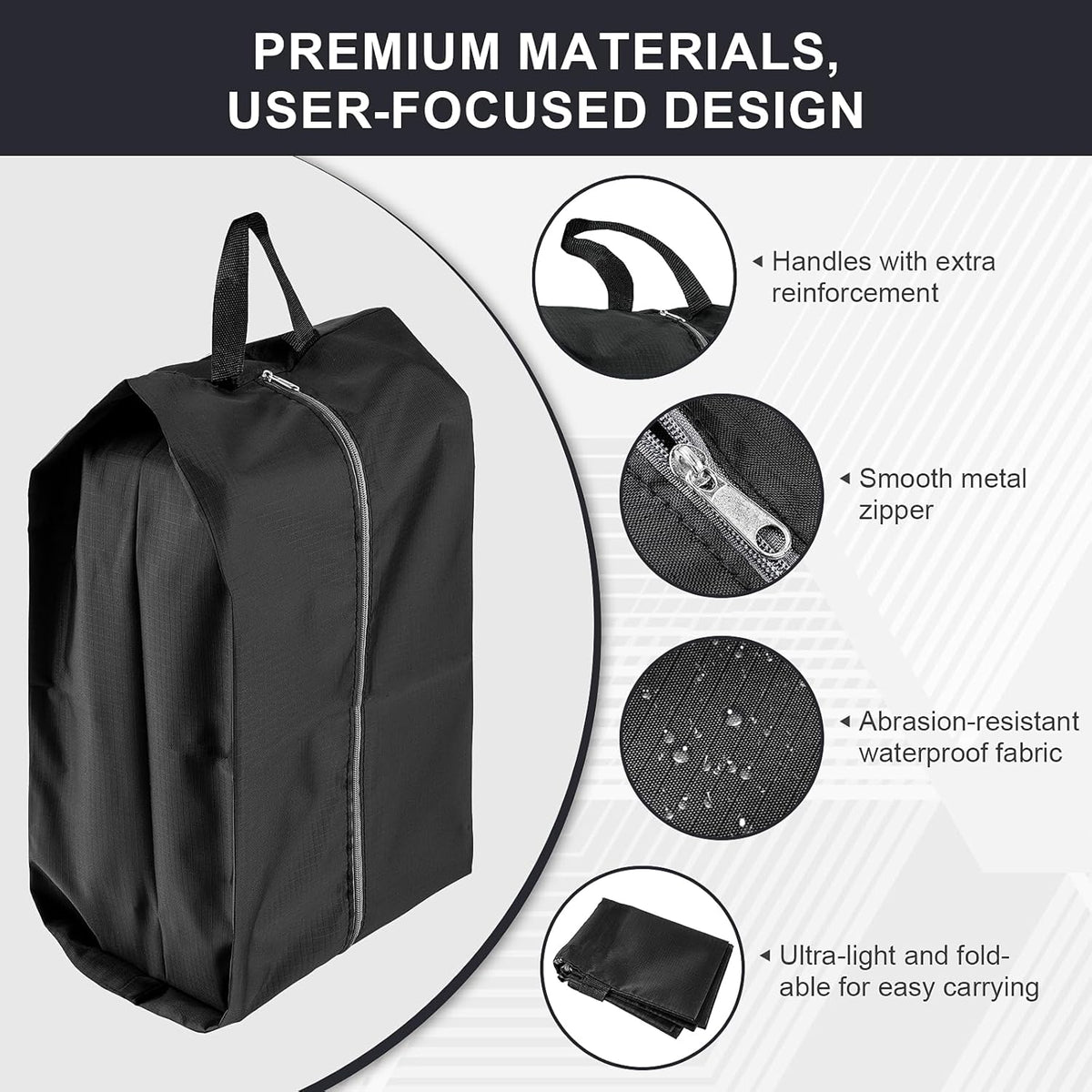 Shoe Bags for Travel, 4 Pack Extra Durable Travel Shoe Bags for Storage and Packing, Reusable Water-proof Shoe Bag with Smooth Zipper, Portable Travel Essentials