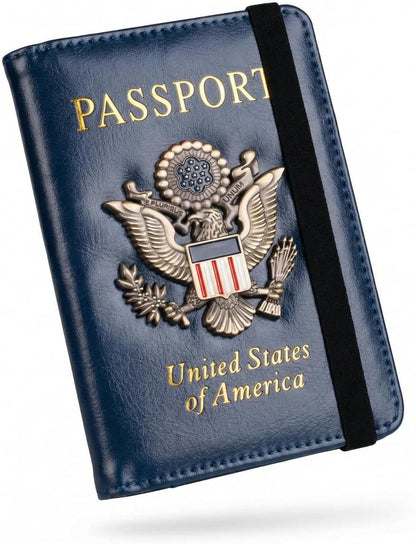 Passport Holder RFID Blocking - Travel Wallet with Card Slots, Leather Document Organizer for Travel Essentials