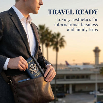 Passport Holder RFID Blocking - Travel Wallet with Card Slots, Leather Document Organizer for Travel Essentials