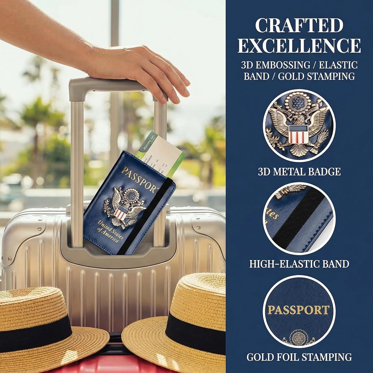 Passport Holder RFID Blocking - Travel Wallet with Card Slots, Leather Document Organizer for Travel Essentials