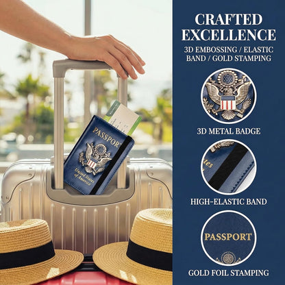 Passport Holder RFID Blocking - Travel Wallet with Card Slots, Leather Document Organizer for Travel Essentials