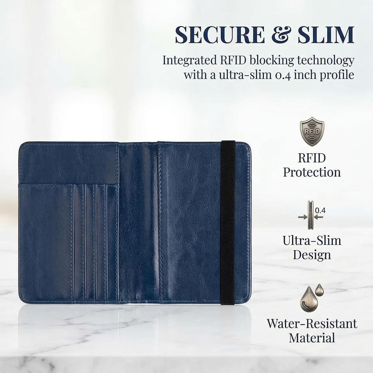 Passport Holder RFID Blocking - Travel Wallet with Card Slots, Leather Document Organizer for Travel Essentials