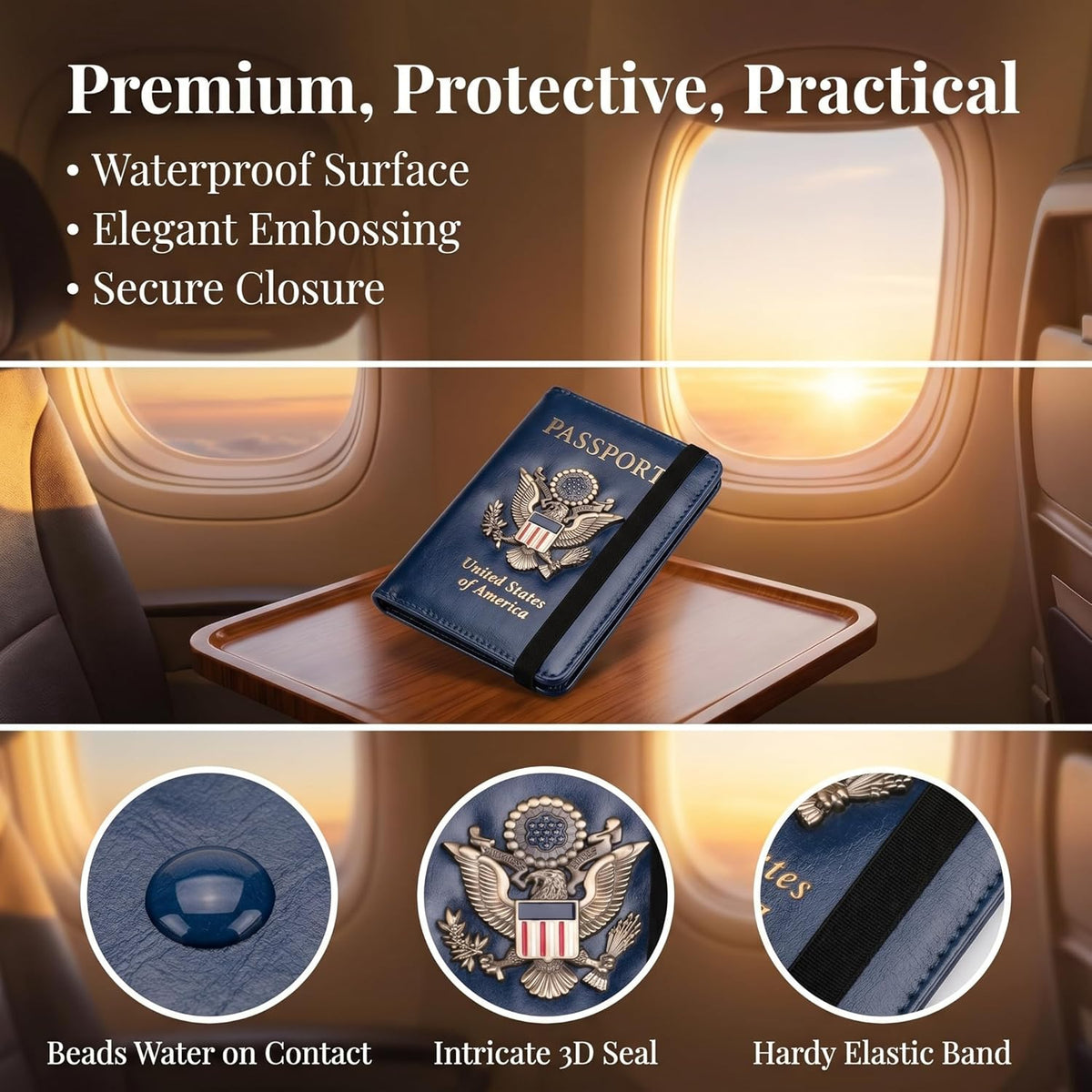 Passport Holder RFID Blocking - Travel Wallet with Card Slots, Leather Document Organizer for Travel Essentials