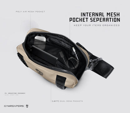 Travel Small Crossbody Bags for Men & Women with Hidden Pocket - Waterproof Crosssbody Fanny Pack for Men with Adjustable Shoulder Sling Belt for Traveling, Running & Hiking (Gunmetal)