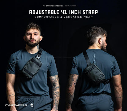 Travel Small Crossbody Bags for Men & Women with Hidden Pocket - Waterproof Crosssbody Fanny Pack for Men with Adjustable Shoulder Sling Belt for Traveling, Running & Hiking (Gunmetal)