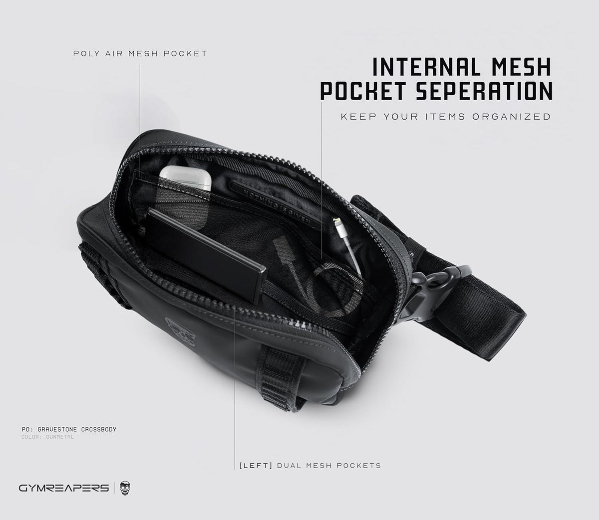 Travel Small Crossbody Bags for Men & Women with Hidden Pocket - Waterproof Crosssbody Fanny Pack for Men with Adjustable Shoulder Sling Belt for Traveling, Running & Hiking (Gunmetal)