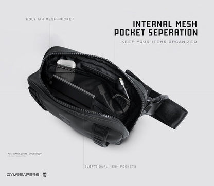 Travel Small Crossbody Bags for Men & Women with Hidden Pocket - Waterproof Crosssbody Fanny Pack for Men with Adjustable Shoulder Sling Belt for Traveling, Running & Hiking (Gunmetal)