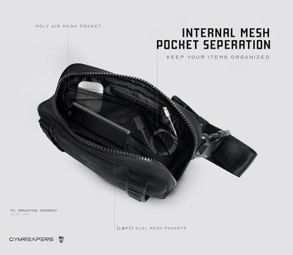 Travel Small Crossbody Bags for Men & Women with Hidden Pocket - Waterproof Crosssbody Fanny Pack for Men with Adjustable Shoulder Sling Belt for Traveling, Running & Hiking (Gunmetal)