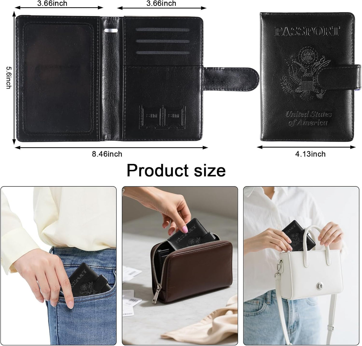 Passport Holder for Travel, RFID Passport Cover Wallet for Women Men | Leather Passport Book, Card Holder Case, International Travel Must Haves Accessories, Cruise Ship Essentials Gifts, Black