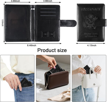 Passport Holder for Travel, RFID Passport Cover Wallet for Women Men | Leather Passport Book, Card Holder Case, International Travel Must Haves Accessories, Cruise Ship Essentials Gifts, Black