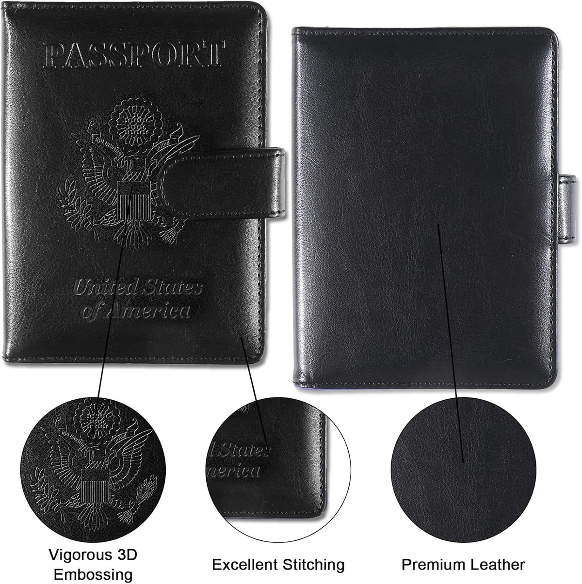 Passport Holder for Travel, RFID Passport Cover Wallet for Women Men | Leather Passport Book, Card Holder Case, International Travel Must Haves Accessories, Cruise Ship Essentials Gifts, Black