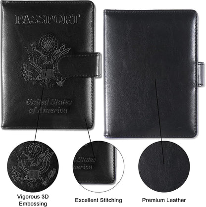 Passport Holder for Travel, RFID Passport Cover Wallet for Women Men | Leather Passport Book, Card Holder Case, International Travel Must Haves Accessories, Cruise Ship Essentials Gifts, Black