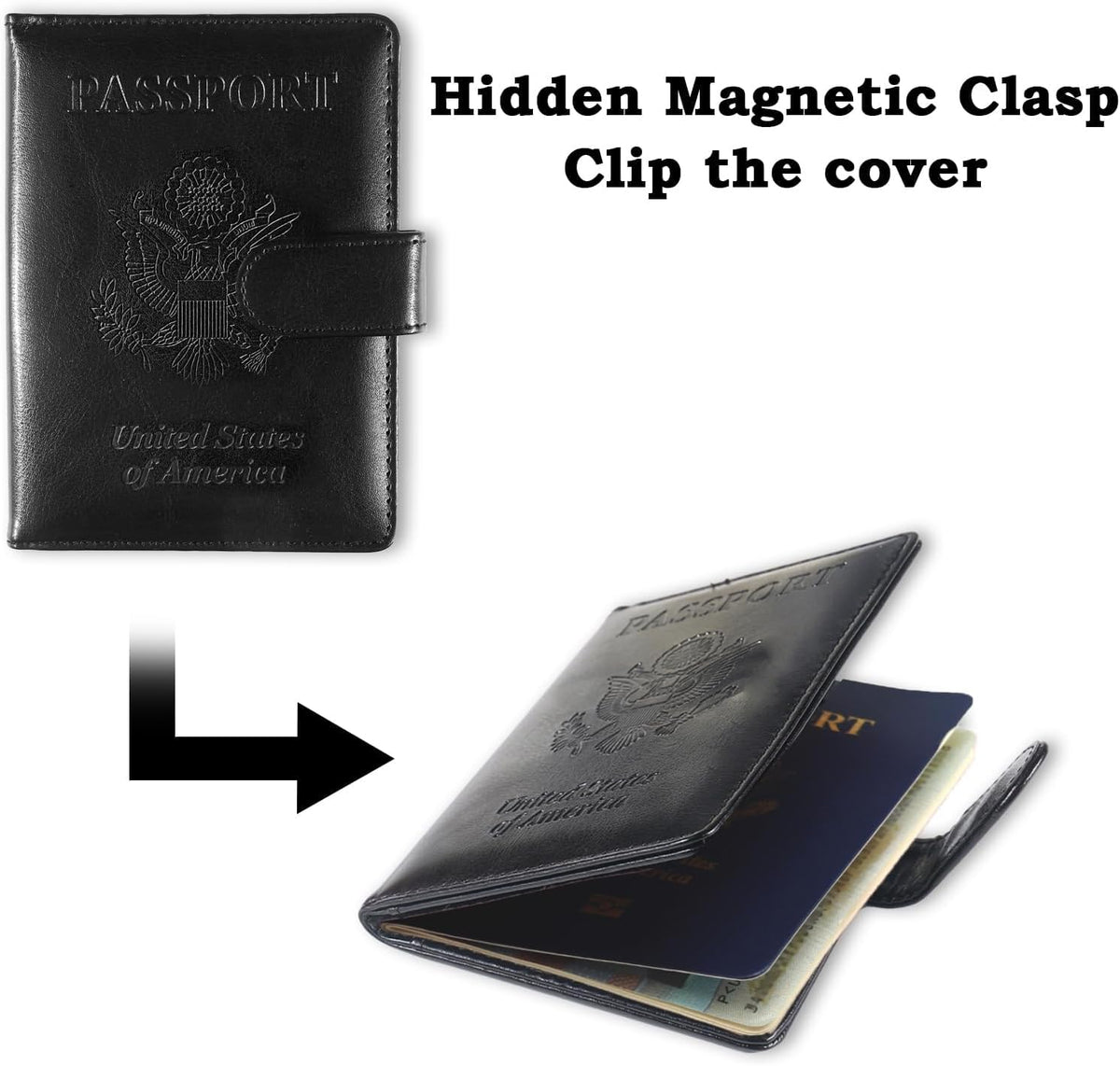 Passport Holder for Travel, RFID Passport Cover Wallet for Women Men | Leather Passport Book, Card Holder Case, International Travel Must Haves Accessories, Cruise Ship Essentials Gifts, Black