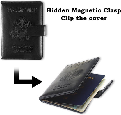 Passport Holder for Travel, RFID Passport Cover Wallet for Women Men | Leather Passport Book, Card Holder Case, International Travel Must Haves Accessories, Cruise Ship Essentials Gifts, Black