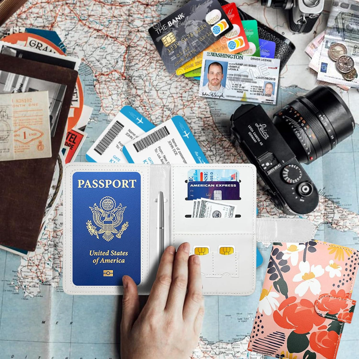 Passport Holder for Travel, RFID Passport Cover Wallet for Women Men | Leather Passport Book, Card Holder Case, International Travel Must Haves Accessories, Cruise Ship Essentials Gifts, Black
