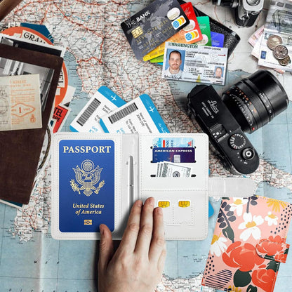 Passport Holder for Travel, RFID Passport Cover Wallet for Women Men | Leather Passport Book, Card Holder Case, International Travel Must Haves Accessories, Cruise Ship Essentials Gifts, Black