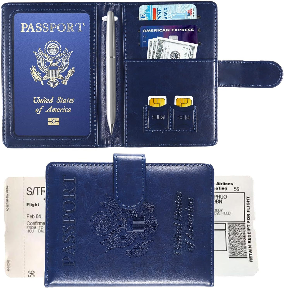 Passport Holder for Travel, RFID Passport Cover Wallet for Women Men | Leather Passport Book, Card Holder Case, International Travel Must Haves Accessories, Cruise Ship Essentials Gifts, Black