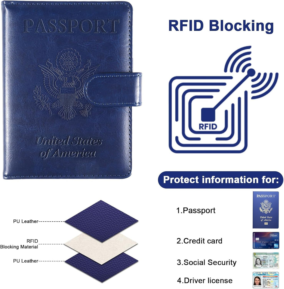 Passport Holder for Travel, RFID Passport Cover Wallet for Women Men | Leather Passport Book, Card Holder Case, International Travel Must Haves Accessories, Cruise Ship Essentials Gifts, Black