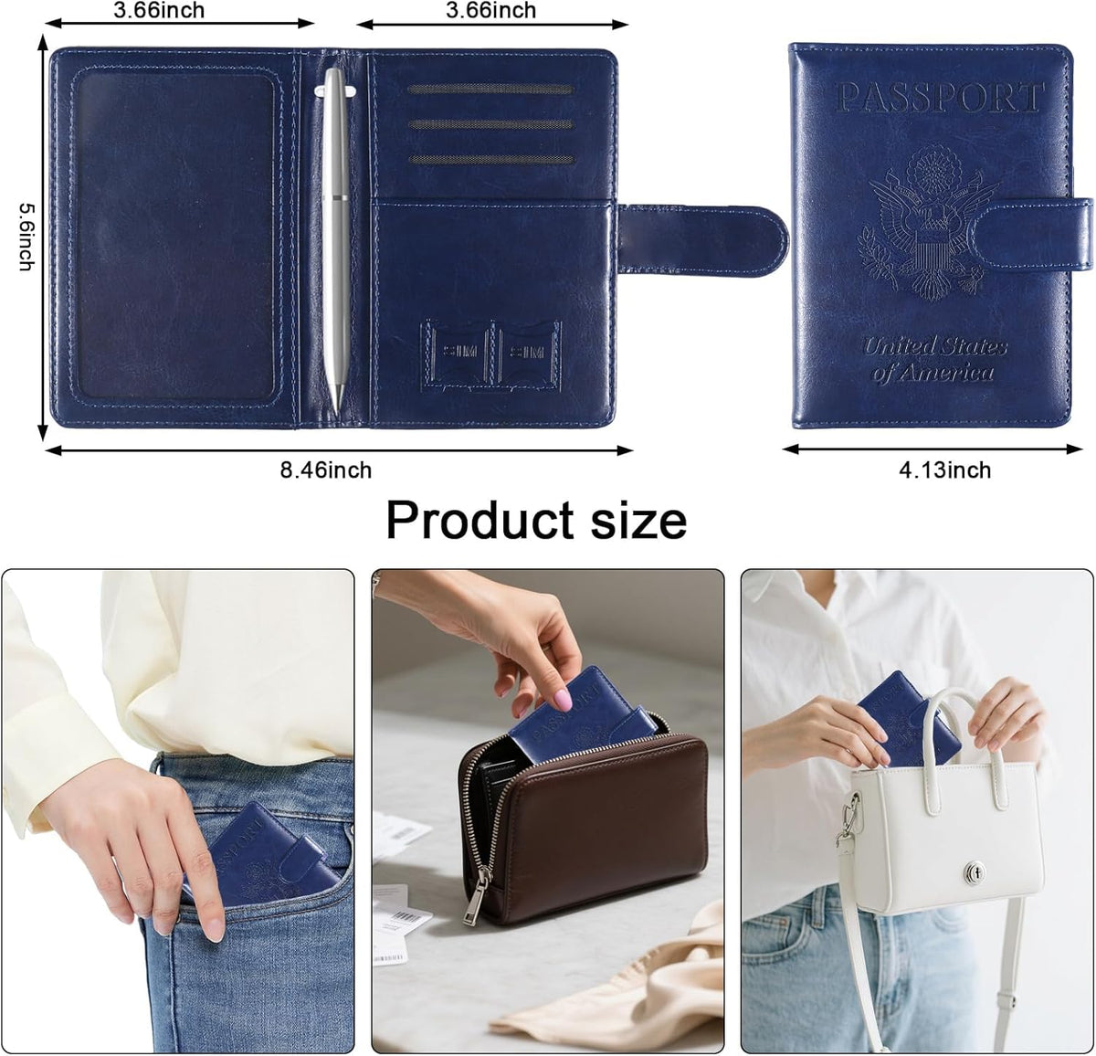 Passport Holder for Travel, RFID Passport Cover Wallet for Women Men | Leather Passport Book, Card Holder Case, International Travel Must Haves Accessories, Cruise Ship Essentials Gifts, Black