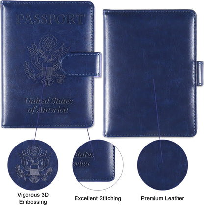 Passport Holder for Travel, RFID Passport Cover Wallet for Women Men | Leather Passport Book, Card Holder Case, International Travel Must Haves Accessories, Cruise Ship Essentials Gifts, Black