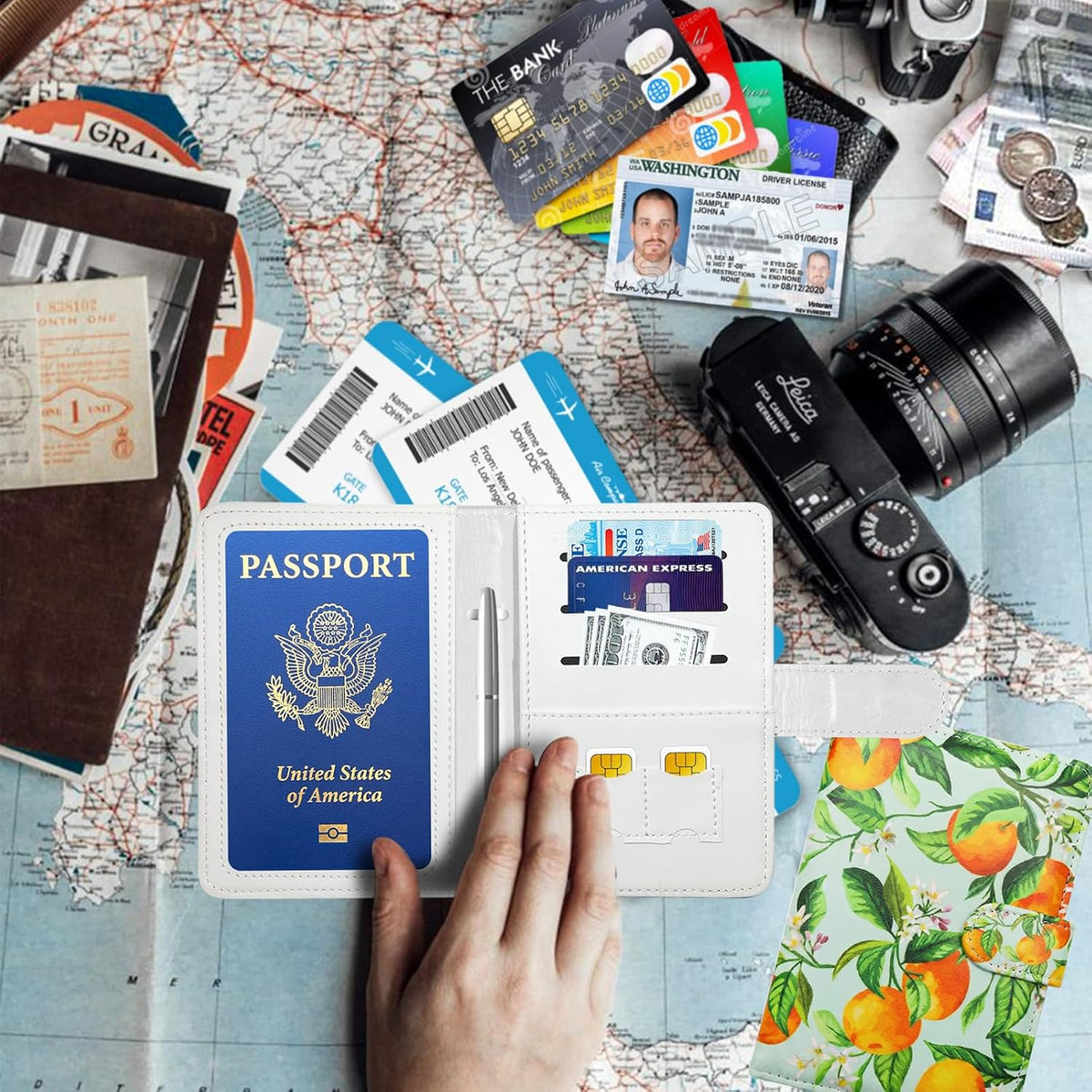 Passport Holder for Travel, RFID Passport Cover Wallet for Women Men | Leather Passport Book, Card Holder Case, International Travel Must Haves Accessories, Cruise Ship Essentials Gifts, Black