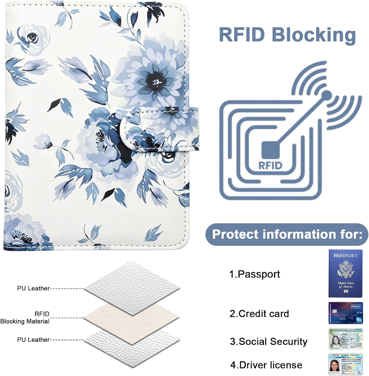 Passport Holder for Travel, RFID Passport Cover Wallet for Women Men | Leather Passport Book, Card Holder Case, International Travel Must Haves Accessories, Cruise Ship Essentials Gifts, Black