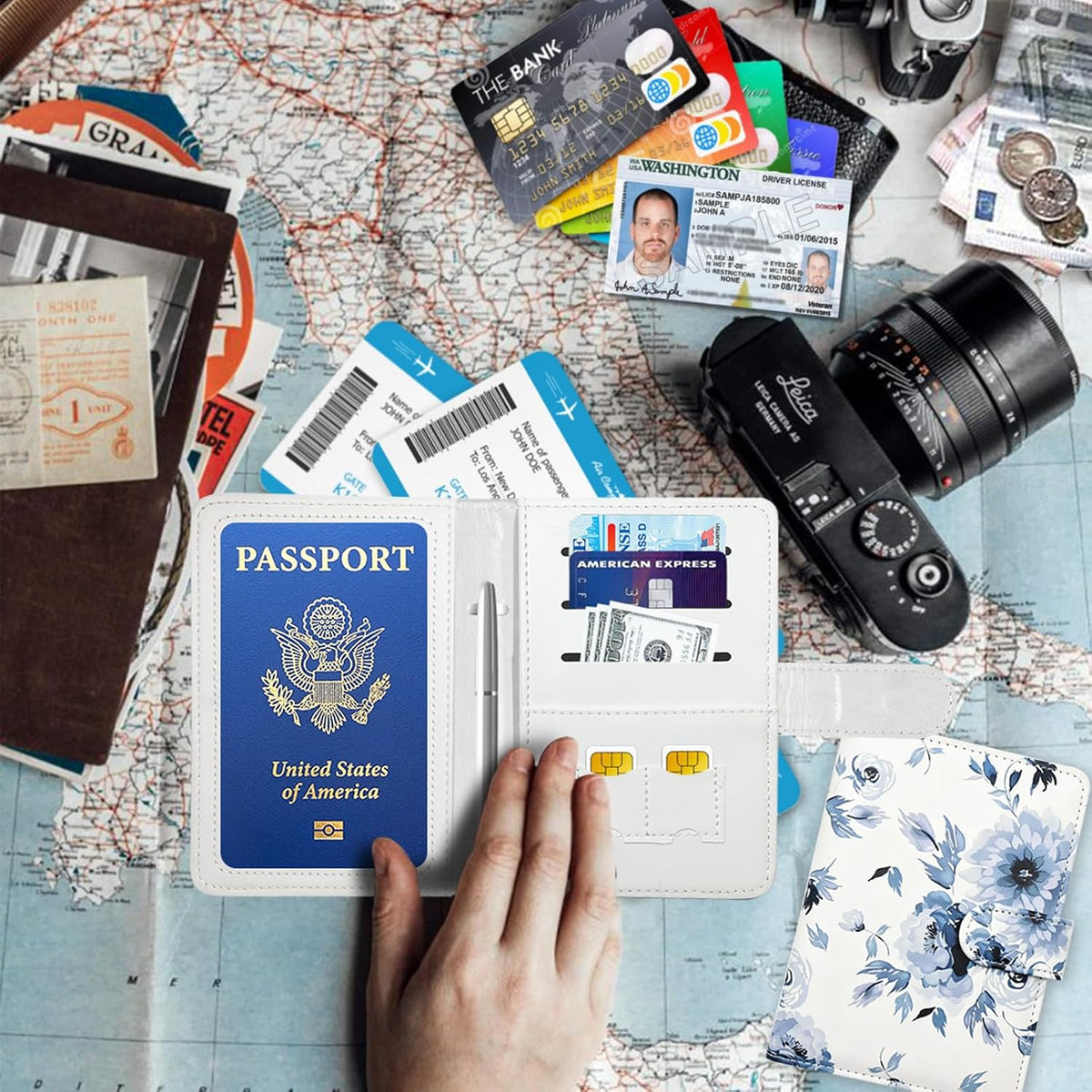 Passport Holder for Travel, RFID Passport Cover Wallet for Women Men | Leather Passport Book, Card Holder Case, International Travel Must Haves Accessories, Cruise Ship Essentials Gifts, Black