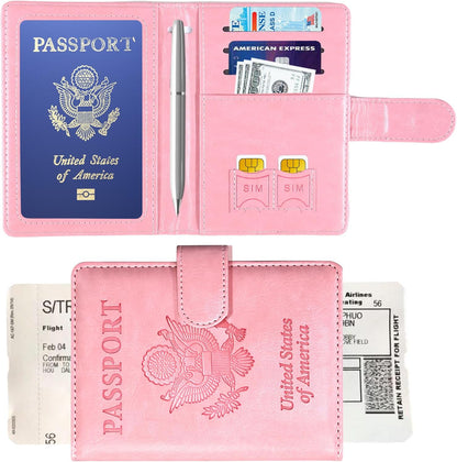 Passport Holder for Travel, RFID Passport Cover Wallet for Women Men | Leather Passport Book, Card Holder Case, International Travel Must Haves Accessories, Cruise Ship Essentials Gifts, Black