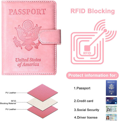 Passport Holder for Travel, RFID Passport Cover Wallet for Women Men | Leather Passport Book, Card Holder Case, International Travel Must Haves Accessories, Cruise Ship Essentials Gifts, Black
