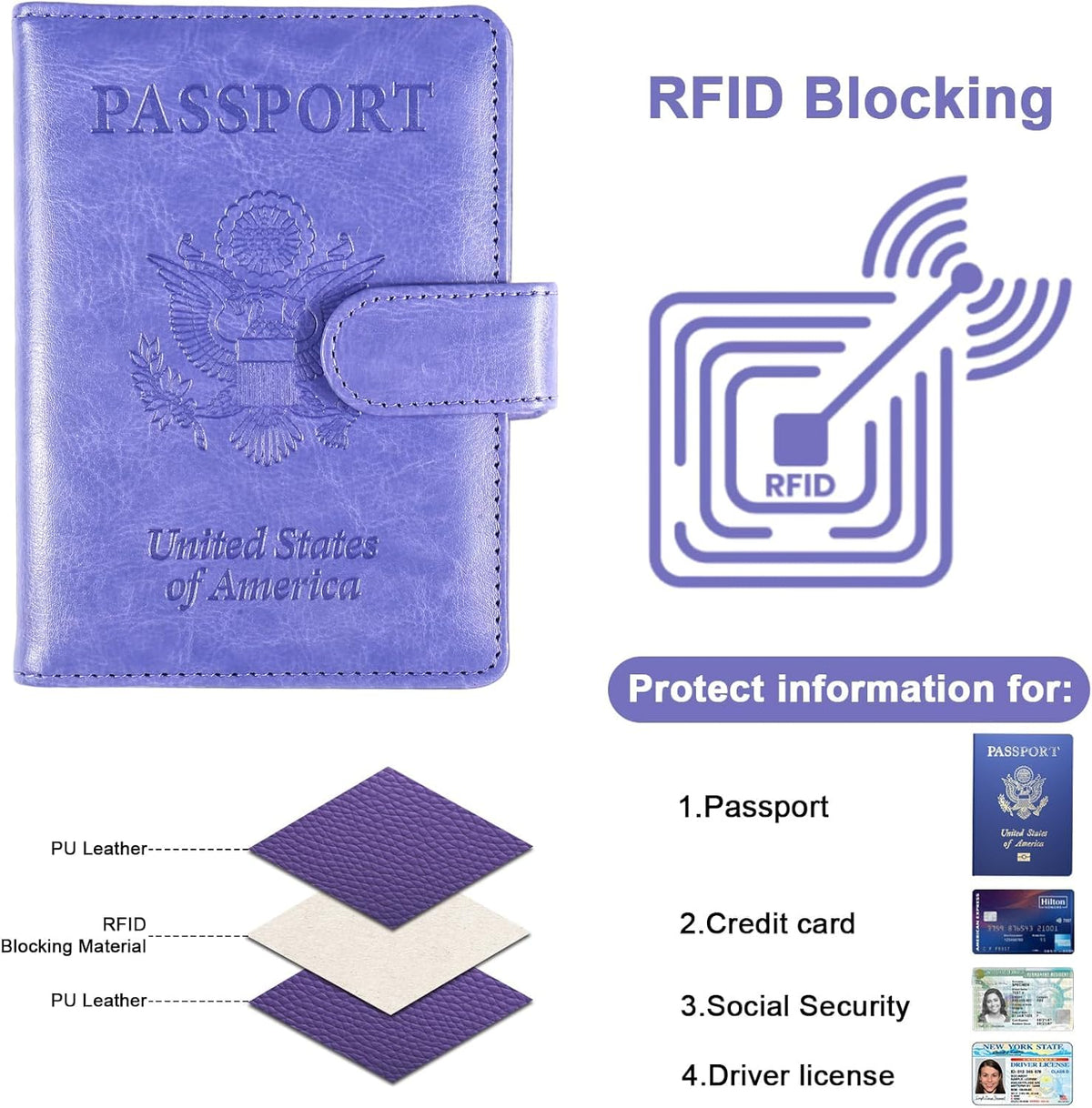 Passport Holder for Travel, RFID Passport Cover Wallet for Women Men | Leather Passport Book, Card Holder Case, International Travel Must Haves Accessories, Cruise Ship Essentials Gifts, Black