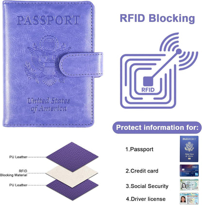 Passport Holder for Travel, RFID Passport Cover Wallet for Women Men | Leather Passport Book, Card Holder Case, International Travel Must Haves Accessories, Cruise Ship Essentials Gifts, Black