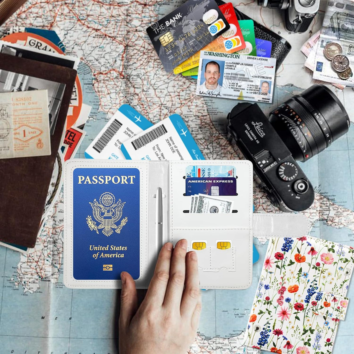 Passport Holder for Travel, RFID Passport Cover Wallet for Women Men | Leather Passport Book, Card Holder Case, International Travel Must Haves Accessories, Cruise Ship Essentials Gifts, Black